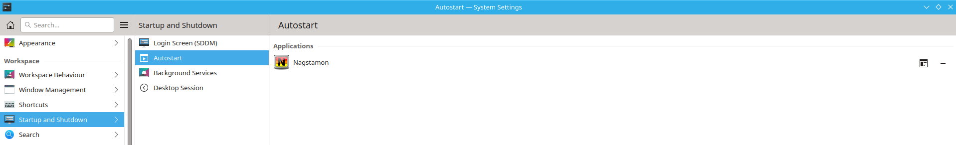 Autostart applications in Plasma settings